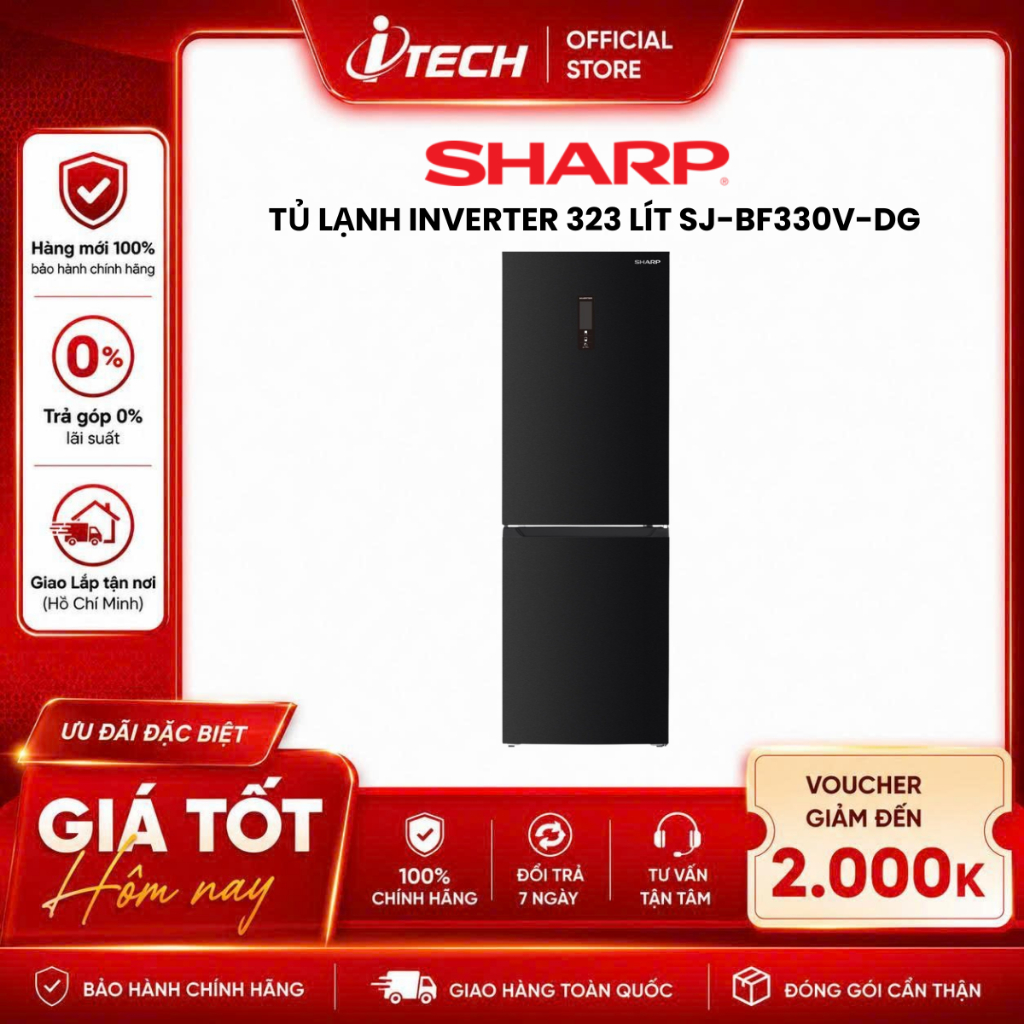 Tủ lạnh Sharp Inverter 323L SJ-BF330V-DG - Hàng chính hãng
