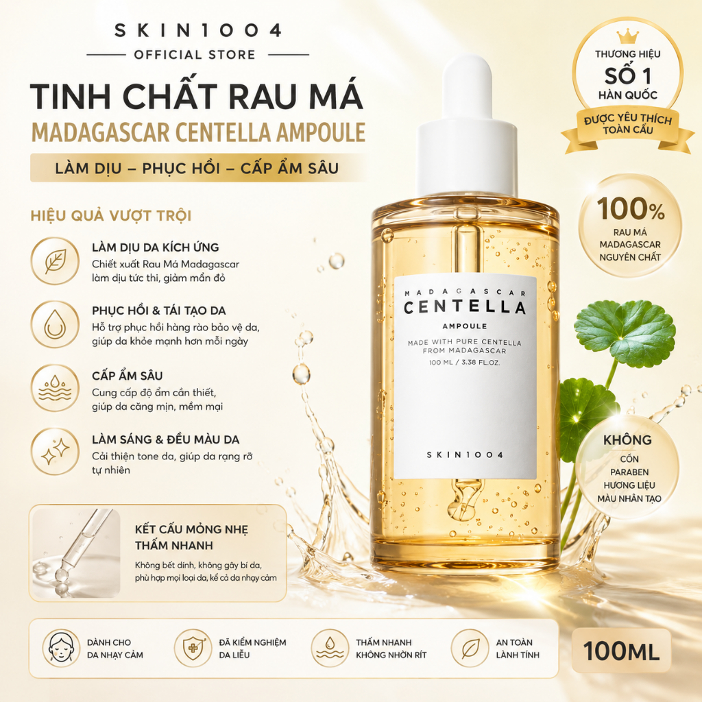 Tinh Chất Rau Má Ngừa Mụn Skin1004 Madagascar Centella Asiatica Ampoule 100ml