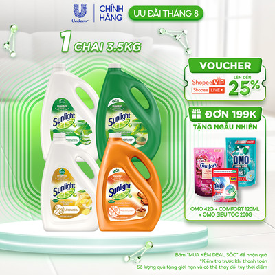 Nước rửa chén Sunlight Bio-care với thành phần từ 100% tự nhiên Chai 3.5kg