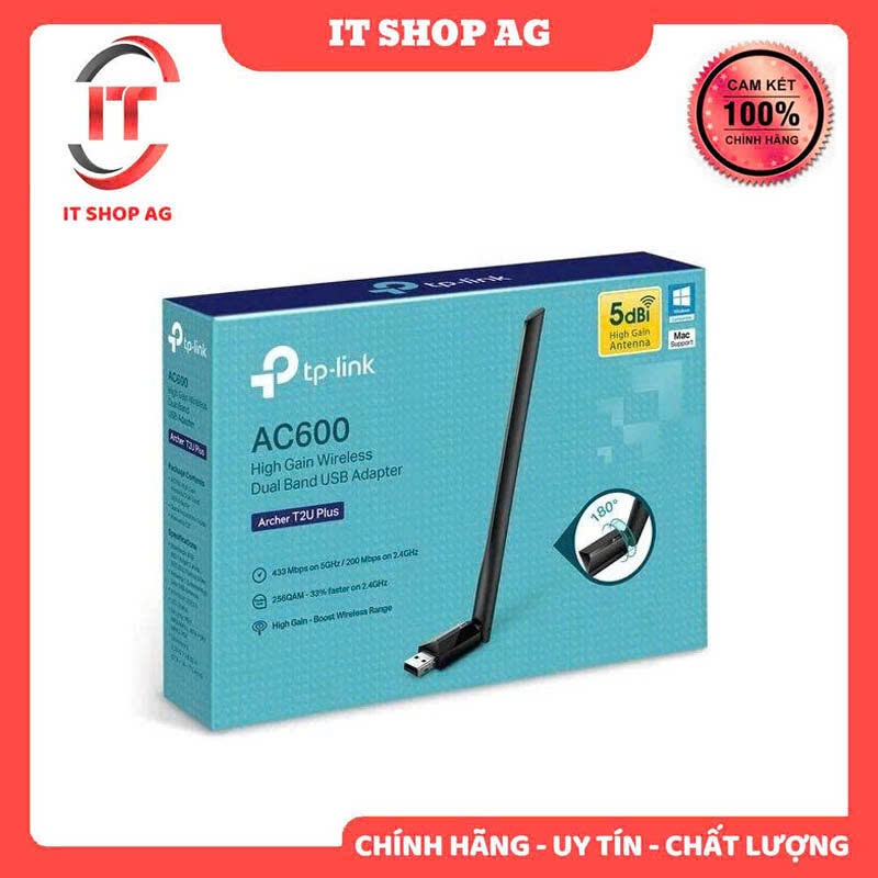 Card mạng không dây USB TP-Link T2U Plus AC600 Archer  - Chính Hãng