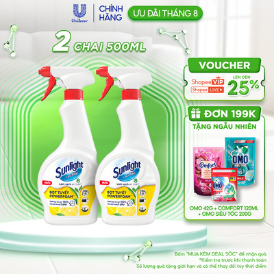 Combo 2 Bọt tuyết lau bếp Sunlight POWERFOAM - Đánh bay dầu mỡ 100%, siêu tiện trong 5 giây | 500ml