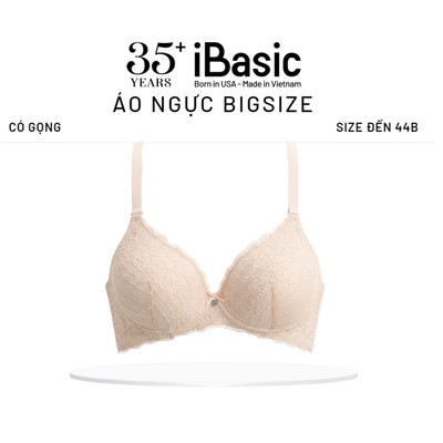 Áo ngực iBasic Bigsize không gọng mút mỏng họa tiết ren logo BRAW109-BS