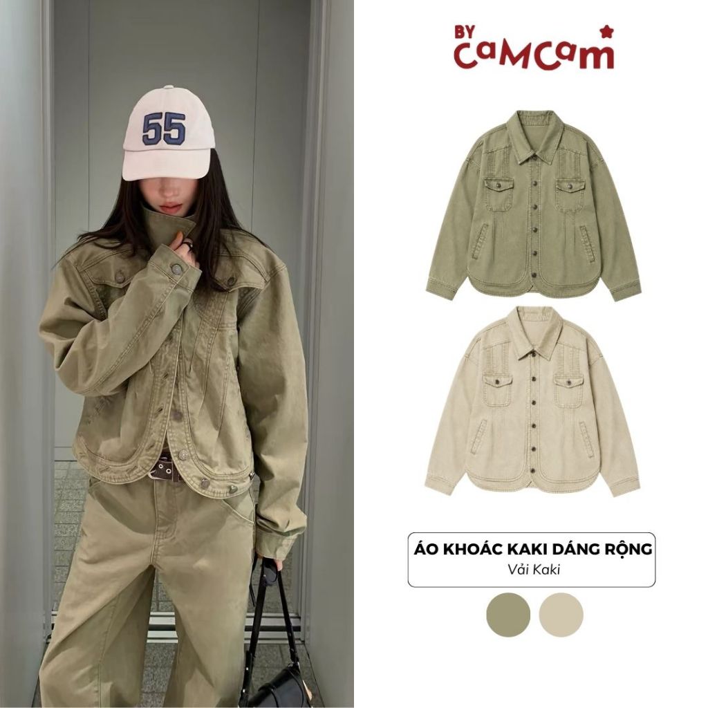 Áo Khoác Kaki 𝑩𝒚𝒄𝒂𝒎𝒄𝒂𝒎 Dáng Rộng Nam Nữ Unisex Năng Động AKHD829