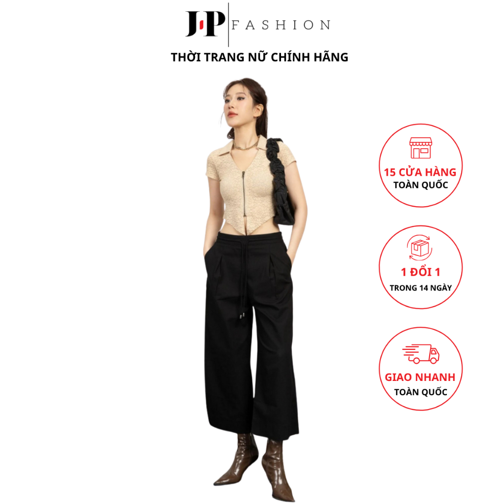 Quần Ống Rộng Nữ J-P Fashion Chất Linen Dáng Lửng Thoáng Mát Thanh Lịch Dễ Phối Đồ