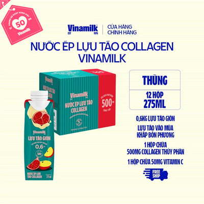 Thùng 12 hộp Nước ép  Lựu Táo Collagen Vinamilk 275ml