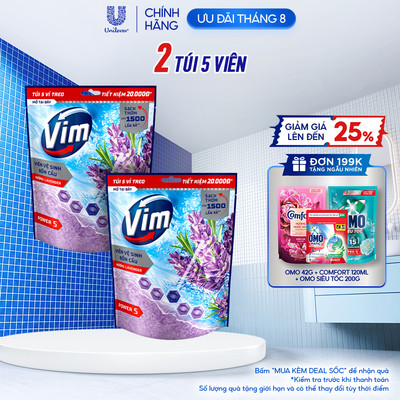 Combo 2 Túi 5 Viên Treo Vệ Sinh Bồn Cầu Vim Power 5 | Sạch Thơm Đến 300 Lần Xả (50g/viên)