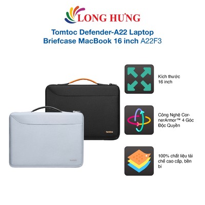 Túi chống sốc Tomtoc Defender-A22 Laptop Briefcase MacBook 16 inch A22F3 - Hàng chính hãng