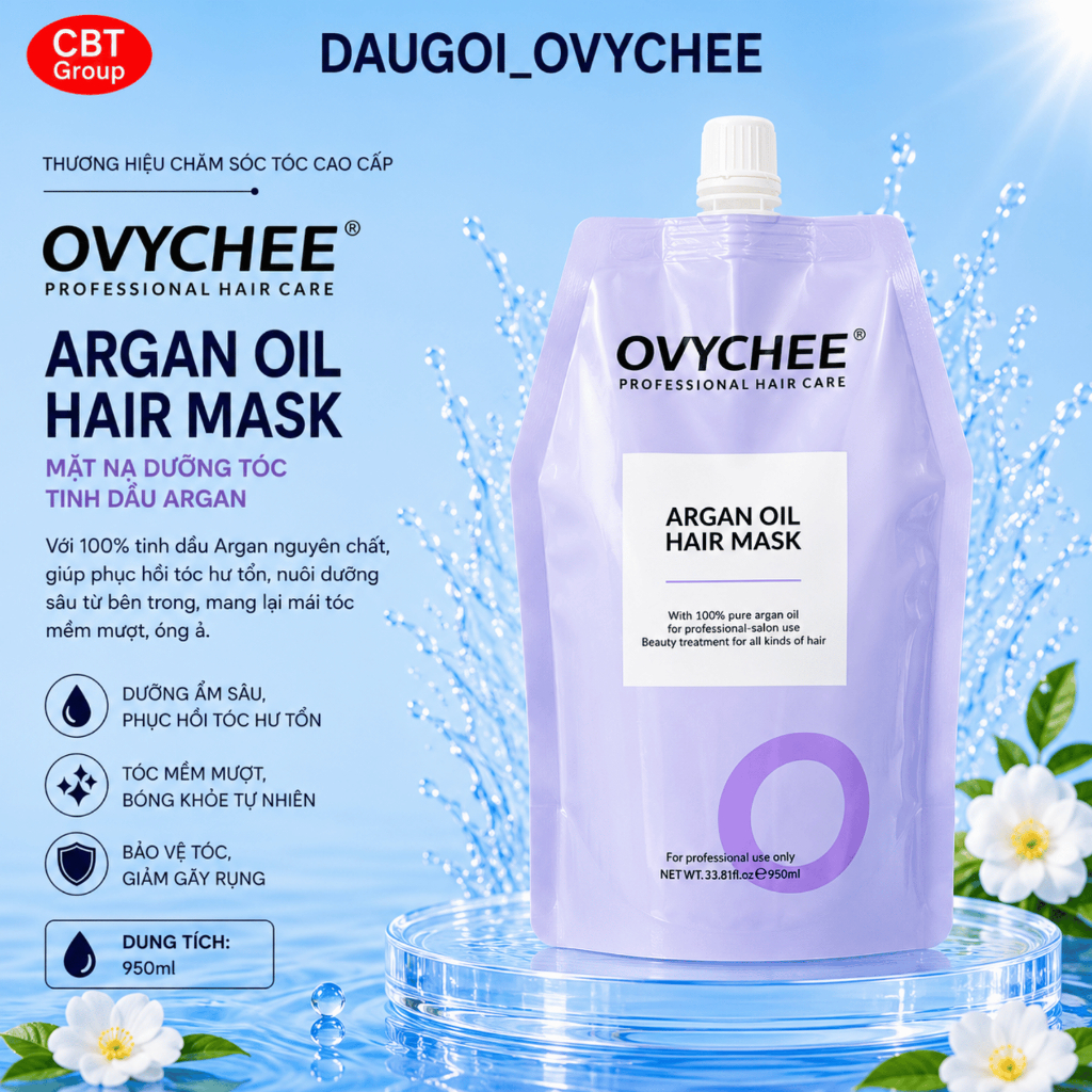 Mặt Nạ Hấp Ủ Tóc Ovychee Argan Oil 500ml | Dưỡng Ẩm, Hỗ Trợ Phục Hồi Tóc Khô Xơ Uốn Nhuộm