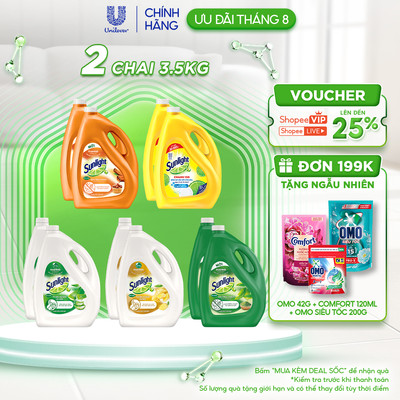 Combo 2 Nước rửa chén Sunlight Bio-care với thành phần từ 100% tự nhiên Chai 3.5kg