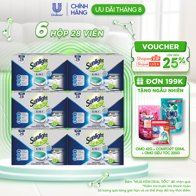Sunlight Viên Rửa Chén - Combo 6 hộp (168 Viên/6 Hộp)
