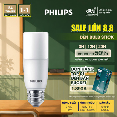 Bóng đèn LED PHILIPS Stick, bảo vệ mắt (01 bóng)