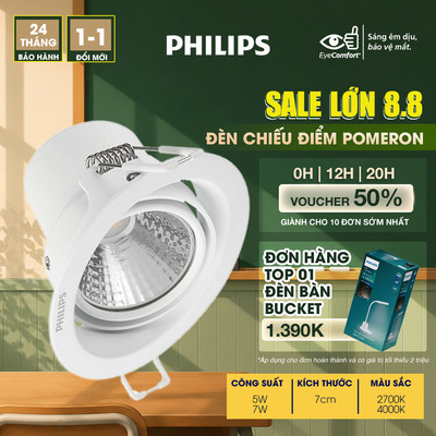 Đèn chiếu điểm PHILIPS POMERON 070 5W vỏ trắng (Trung tính), đèn rọi, đèn spotlight - Đèn Philips