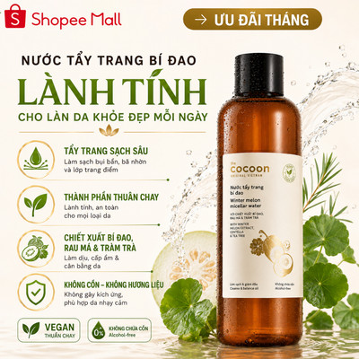 Nước tẩy trang bí đao The Cocoon Vietnam 500ml thuần chay cho da dầu mụn