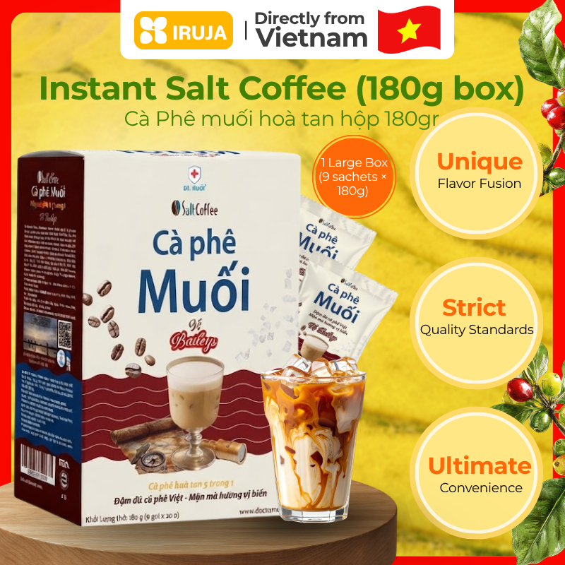 [IRUJA] Vietnam CÀ PHÊ MUỐI HÒA TAN SALTCOFFEE VỊ BAILEYS 180G