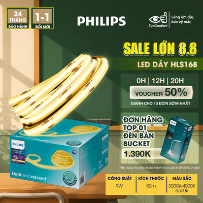 Đèn Dây đèn LEDPHILIPS HLS168 Cuộn 50m - Công suất 10W, ánh sáng vàng, ánh sáng trắng