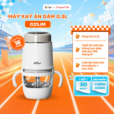 Máy Xay Ăn Dặm Thông Minh Bear 0.3L Tích Hợp Cảm Biến AI Máy Xay Cháo Cho Bé Lưỡi Dao 8 Cánh Máy Xay Thực Phẩm BFM-025JM