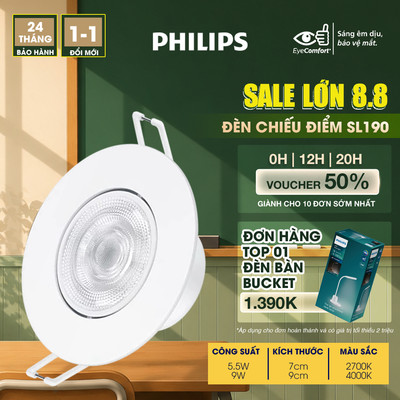 Đèn chiếu điểm PHILIPS SL190 - Công suất (5.5W, 9W), tôn lên vẻ đẹp nội thất - đèn rọi, đèn spotlight - Đèn Philips