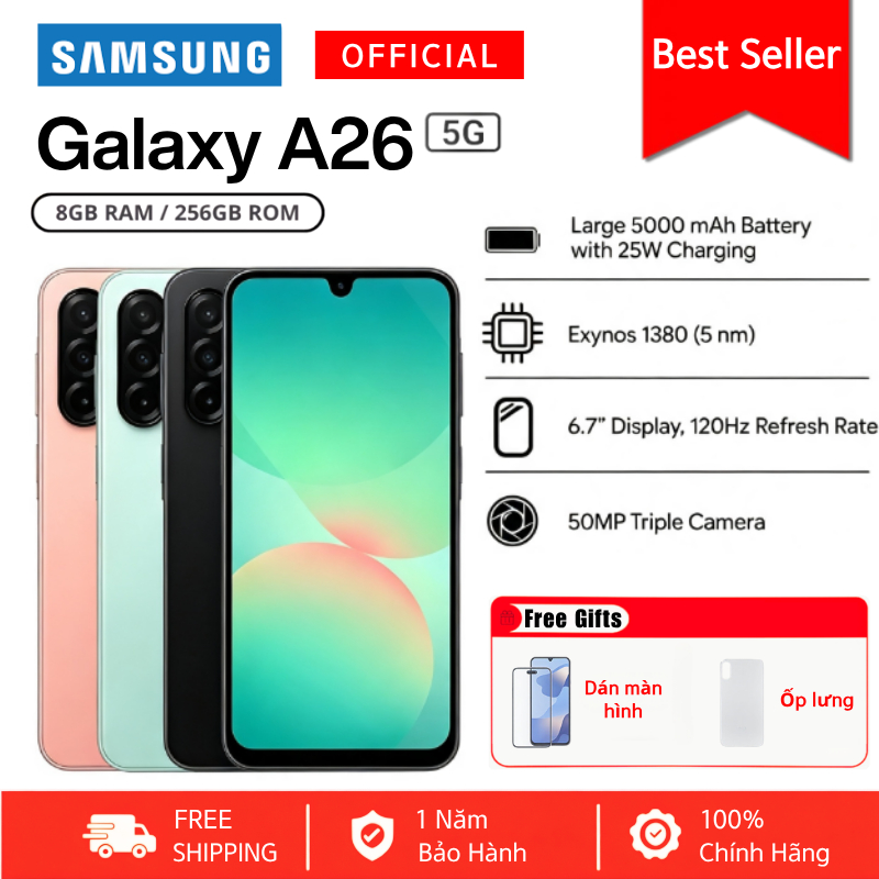 Điện thoại Samsung Galaxy A56/A26 5G (8GB + 256GB) - Hàng Chính Hãng Bảo Hành 12 Tháng