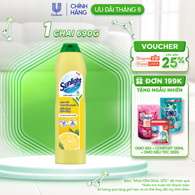 Kem tẩy chuyên dụng Sunlight | Phiên bản nâng cấp từ Cif | Sạch Sáng | Chai 690g