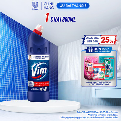 Nước Tẩy Bồn Cầu và Nhà Vệ Sinh Vim Diệt Khuẩn| Diệt 99,9% Vi Khuẩn (880ml)