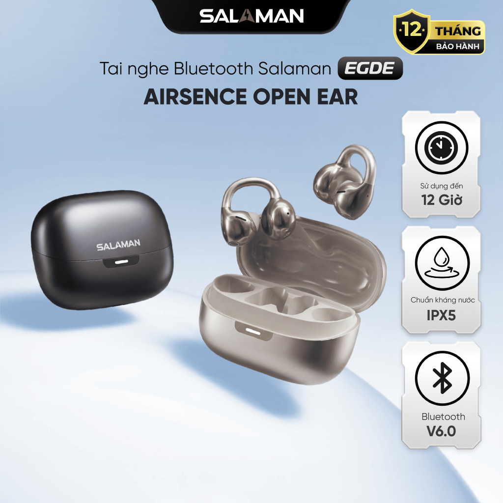 Tai Nghe Bluetooth Salaman Edge AirSence Open Ear Đàm Thoại Rõ, Tai Nghe Không Dây ENC AI
