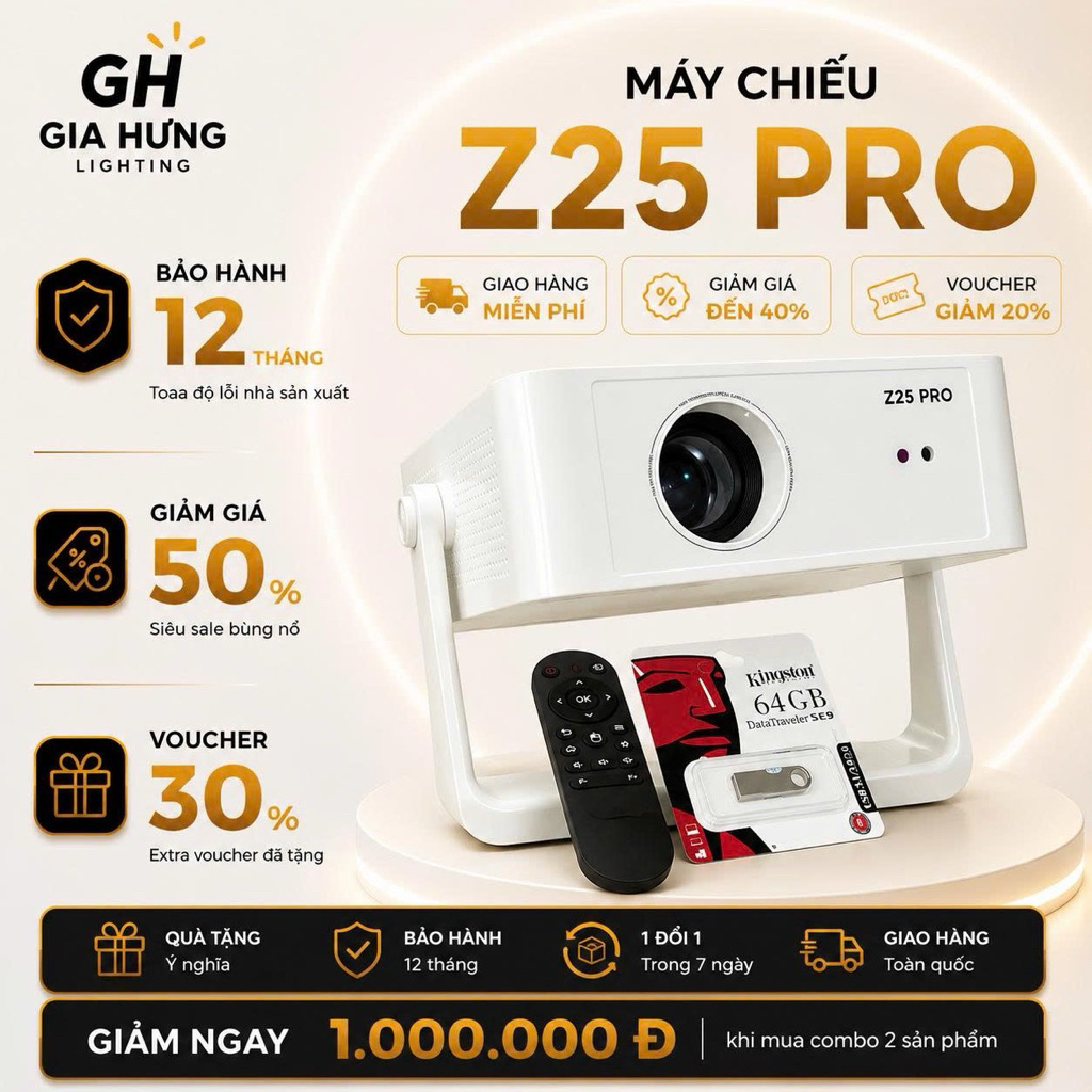 Máy Chiếu Z25 Pro - Full HD 1080 | Tặng USB Hiệu Ứng Cảnh 64GB | Đi Cảnh, Xem Phim, Youtube...