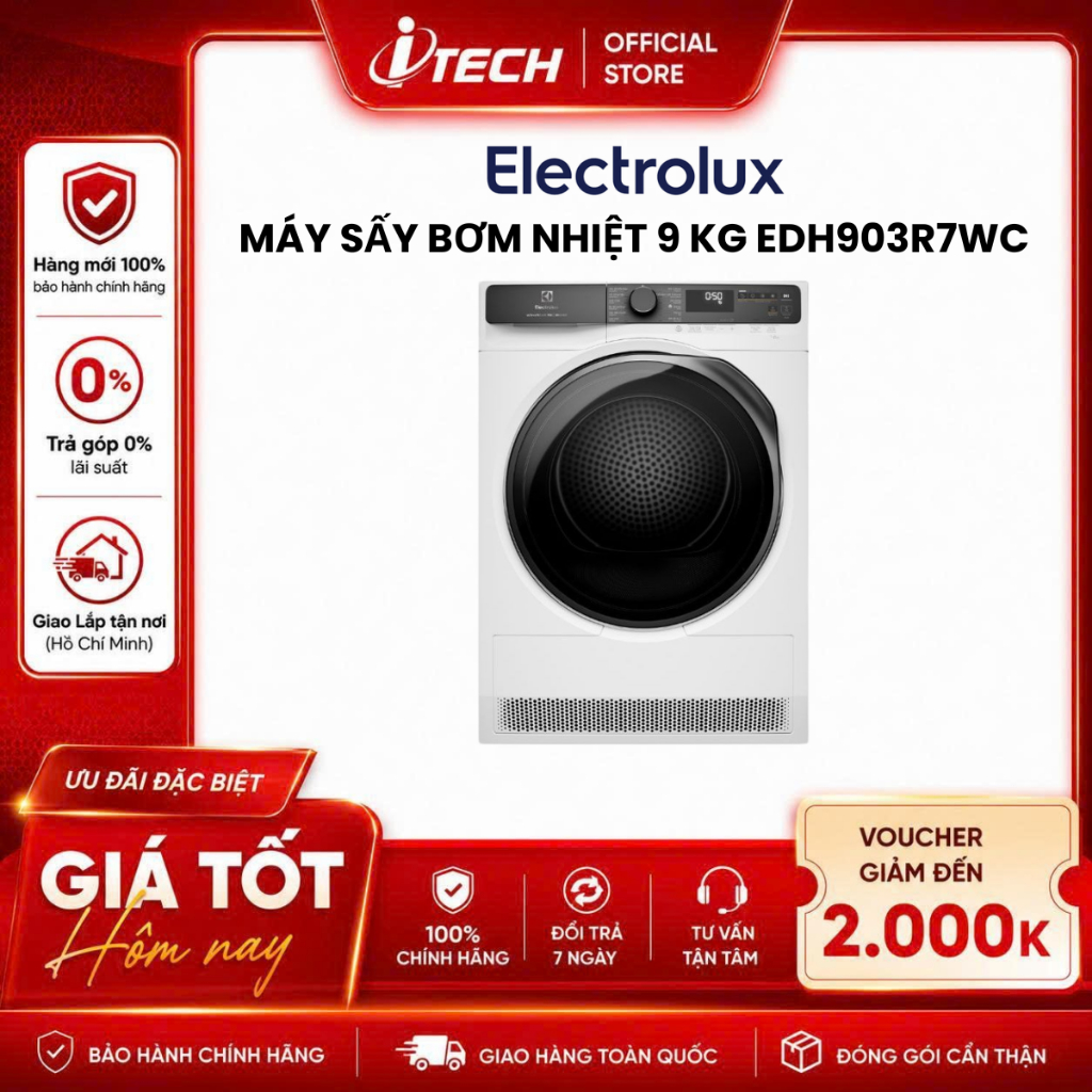 EDH903R7WC - Máy sấy bơm nhiệt Electrolux UltimateCare 9 kg EDH903R7WC - Hàng chính hãng