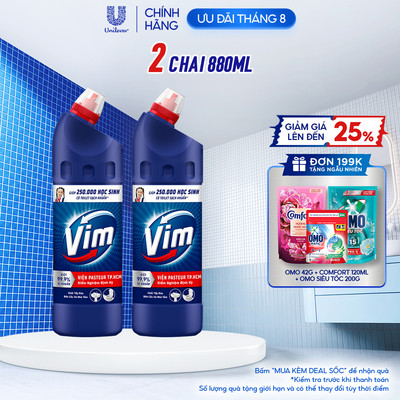 Combo 2 Nước Tẩy Bồn Cầu và Nhà Vệ Sinh Vim Diệt Khuẩn| Diệt 99,9% Vi Khuẩn (880ml)