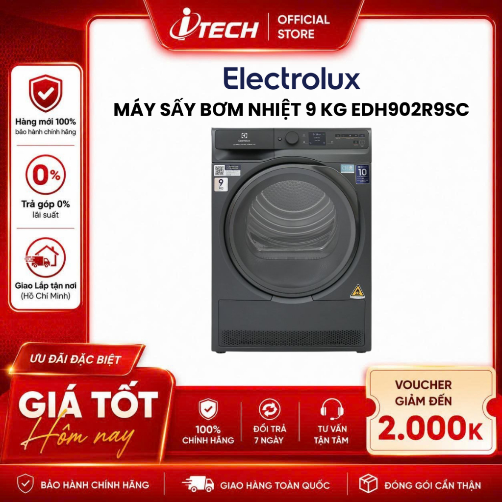 EDH902R9SC - Máy sấy bơm nhiệt Electrolux UltimateCare 9 kg EDH902R9SC - Hàng chính hãng
