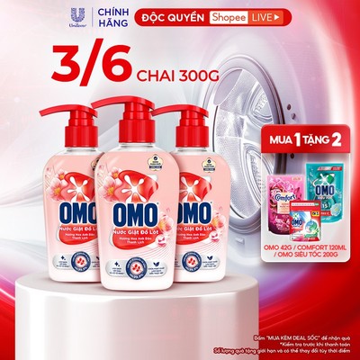 [Live] Combo 3/6 Chai Nước Giặt Đồ Lót OMO Hương Hoa Anh Đào Thanh Lịch 300G