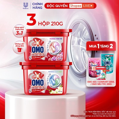 [LIVE] Combo 3 Hộp Viên Giặt Tiện Lợi OMO 210g/hộp