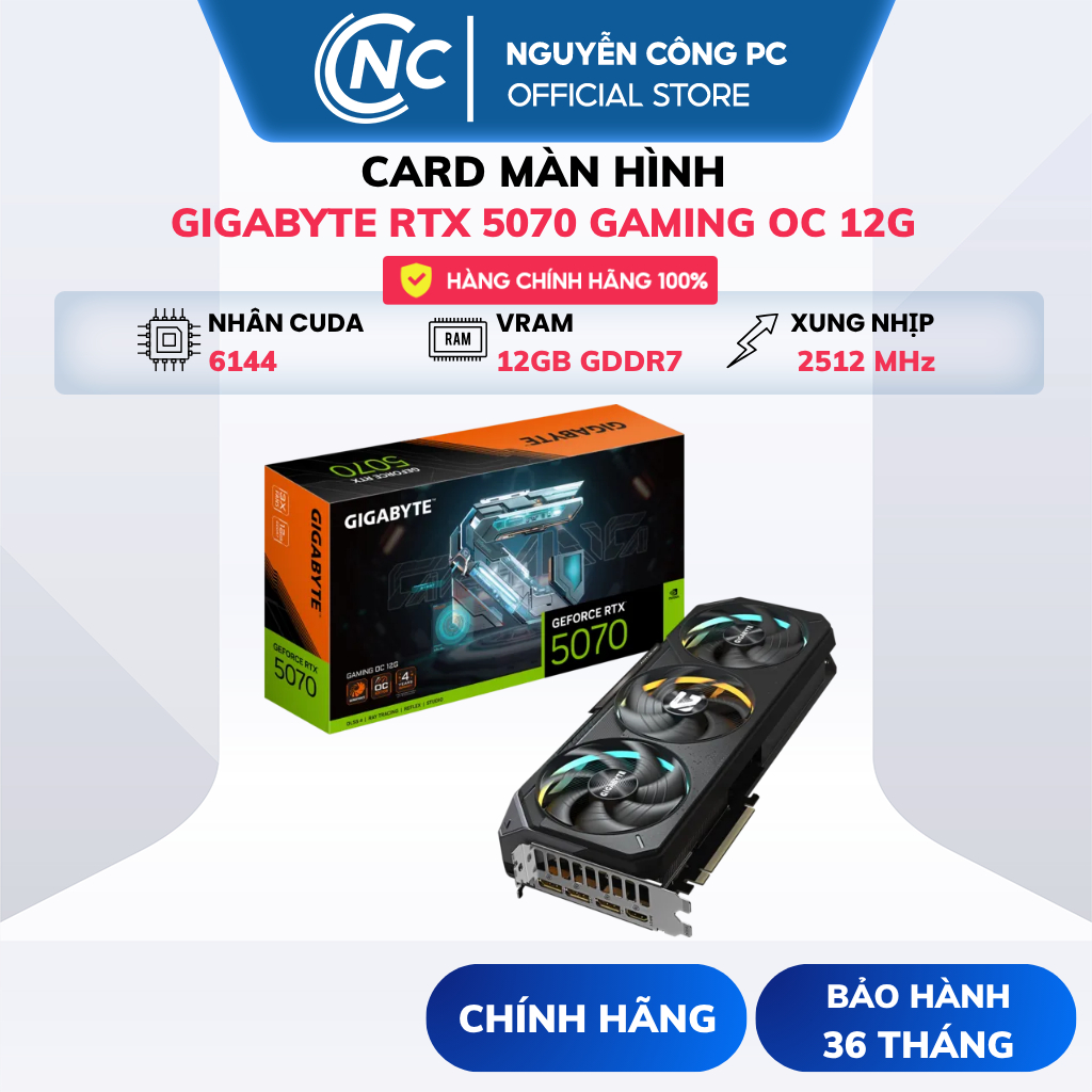 Card Màn Hình Gigabyte GeForce RTX 5070 GAMING OC - NEW - BH 36 Tháng