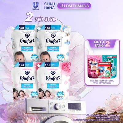 [Live] Combo 2 Túi Nước Xả Vải Comfort Dịu Nhẹ 3,6L