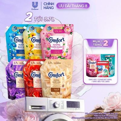 [Live] Combo 2 túi nước xả làm mềm vải Comfort Chăm sóc Chuyên sâu Đậm đặc Một lần xả túi 3,7L