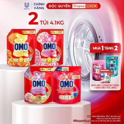[Live] - Combo 2 Túi Nước giặt OMO Matic Cửa trên 4,1kg/túi
