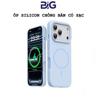 Ốp Lưng Silicon Chống Bẩn Chính Hãng Big Sạc Từ Tính Cao Cấp, Lót Nhung dùng cho máy 12PRM đến 17PRM