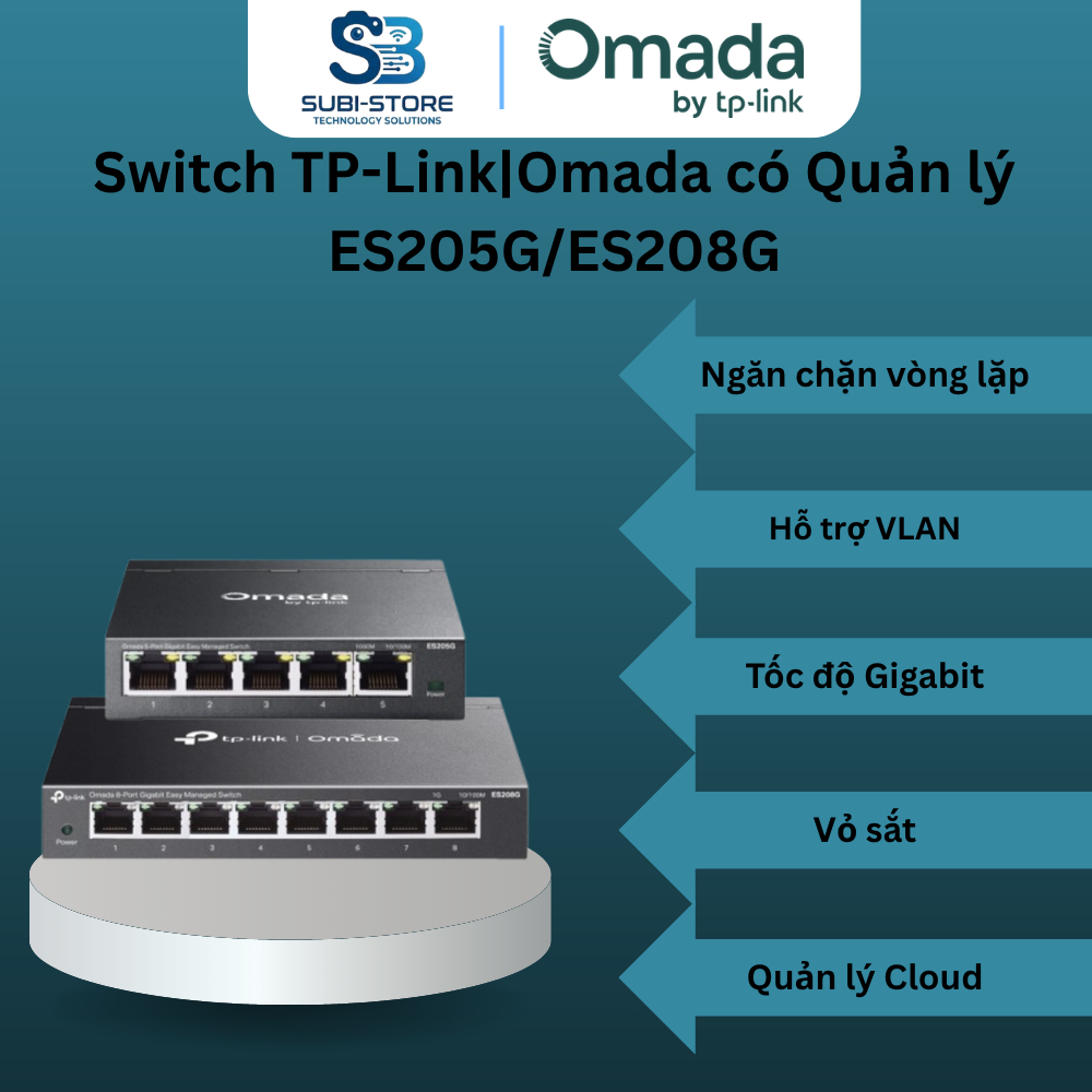 Switch TP-Link Omada ES205G ES208G ES216G ES224G Gigabit Managed BH 24 Tháng Chính Hãng