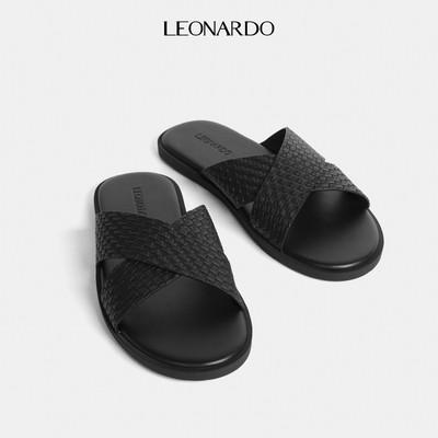Dép Da Quai Ngang Nam Nữ Luke, Chất Liệu Đế Cao Su Cao Cấp Kháng Nước, Thương Hiệu LEONARDO