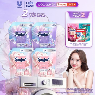 [Live] Combo 2 Nước Xả Vải Comfort Hoa Trắng Thanh Nhã Túi 3.6L
