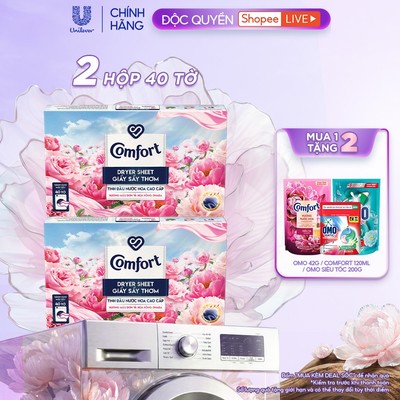 [LIVE] Combo 2 Hộp Giấy Thơm Comfort Dành Cho Máy Sấy Quần Áo Hương Mẫu Đơn Và Hoa Hồng Ohara 40 tờ