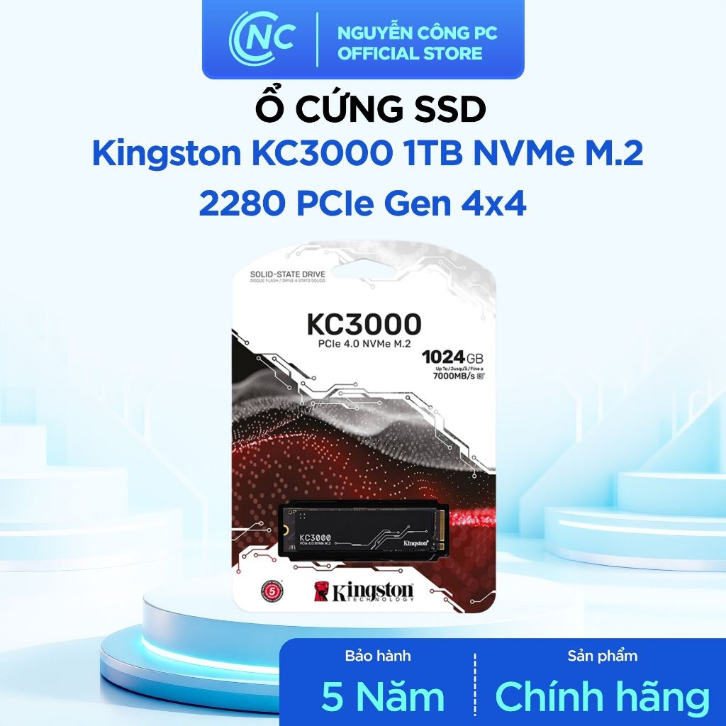 Ổ cứng SSD Kingston KC3000 1TB M.2 2280 NVMe PCIe Gen4x4 - BH 60 tháng