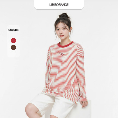 Áo Thun Sọc Tay Dài Pique Stripe LIMEORANGE