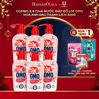 [LIVE] Bộ 3/6 Chai Nước giặt đồ lót OMO hương anh đào 300G