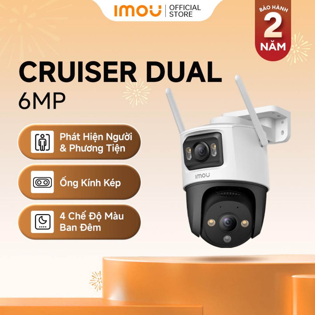 Camera Imou  Wifi ngoài trời 2 mắt Cruiser Dual 6MP I IPC-S7XP-6M0WED I Xoay 360° | MẮT KÉP BẢO VỆ T