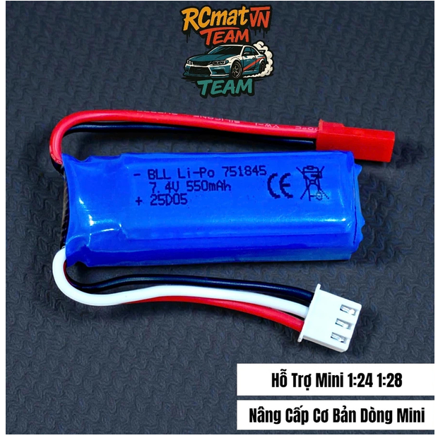 Lipo 2s 550mah 7.4V Dành Cho Xe Mini 1:24 1:28 Wltoys K969 K989 284131 284010