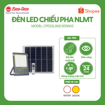Đèn chiếu pha năng lượng mặt trời ánh sáng trắng rạng đông bảo hành 2 năm đèn chiếu pha năng lượng mặt trời CP03