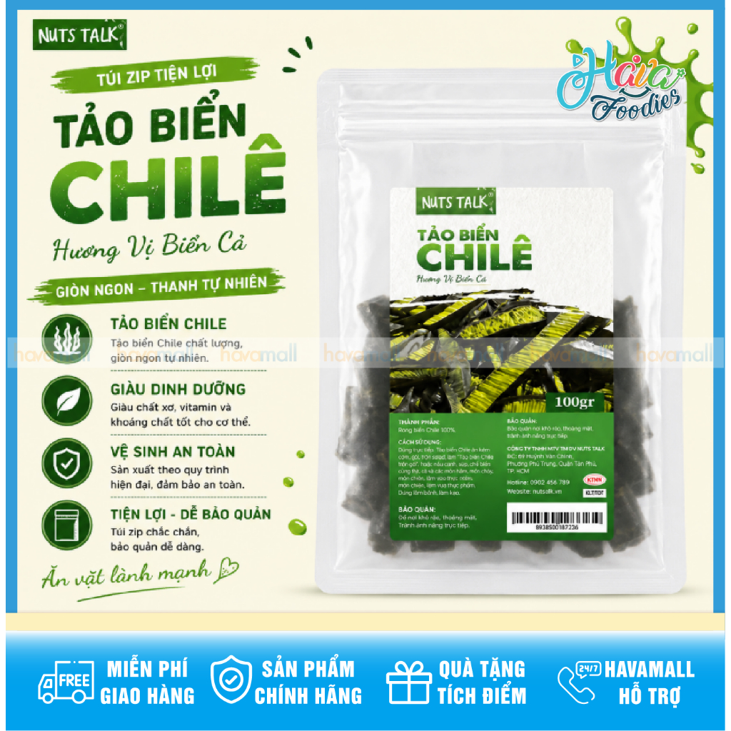 Tảo Bẹ Chilê Nuts Talk Sấy Khô 100g – Nuts Talk Chilean Seaweed 100g
