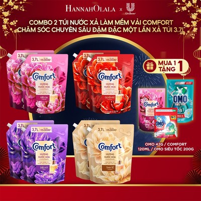 [LIVE KOL] Combo 2 túi nước xả làm mềm vải Comfort Chăm sóc Chuyên sâu Đậm đặc Một lần xả túi 3,7L