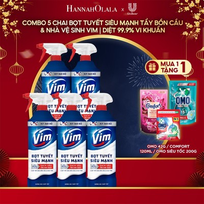 [Live] Combo 5 Chai Bọt Tuyết Siêu Mạnh Tẩy Bồn Cầu và Nhà Vệ Sinh Vim | Diệt 99,9% Vi Khuẩn (500ml)