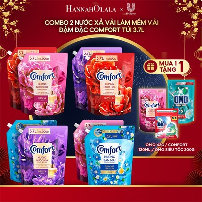 [Live KOL]  Combo 2 Nước Xả Vải Làm Mềm Vải Đậm Đặc Comfort - Túi 3.7L